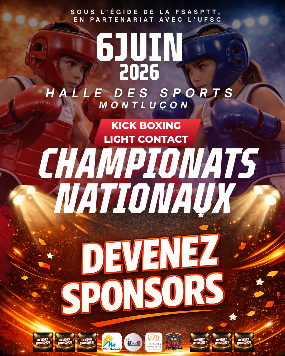 Affiche Championnat de France Kick Boxing Light Contact 2026 Montluçon